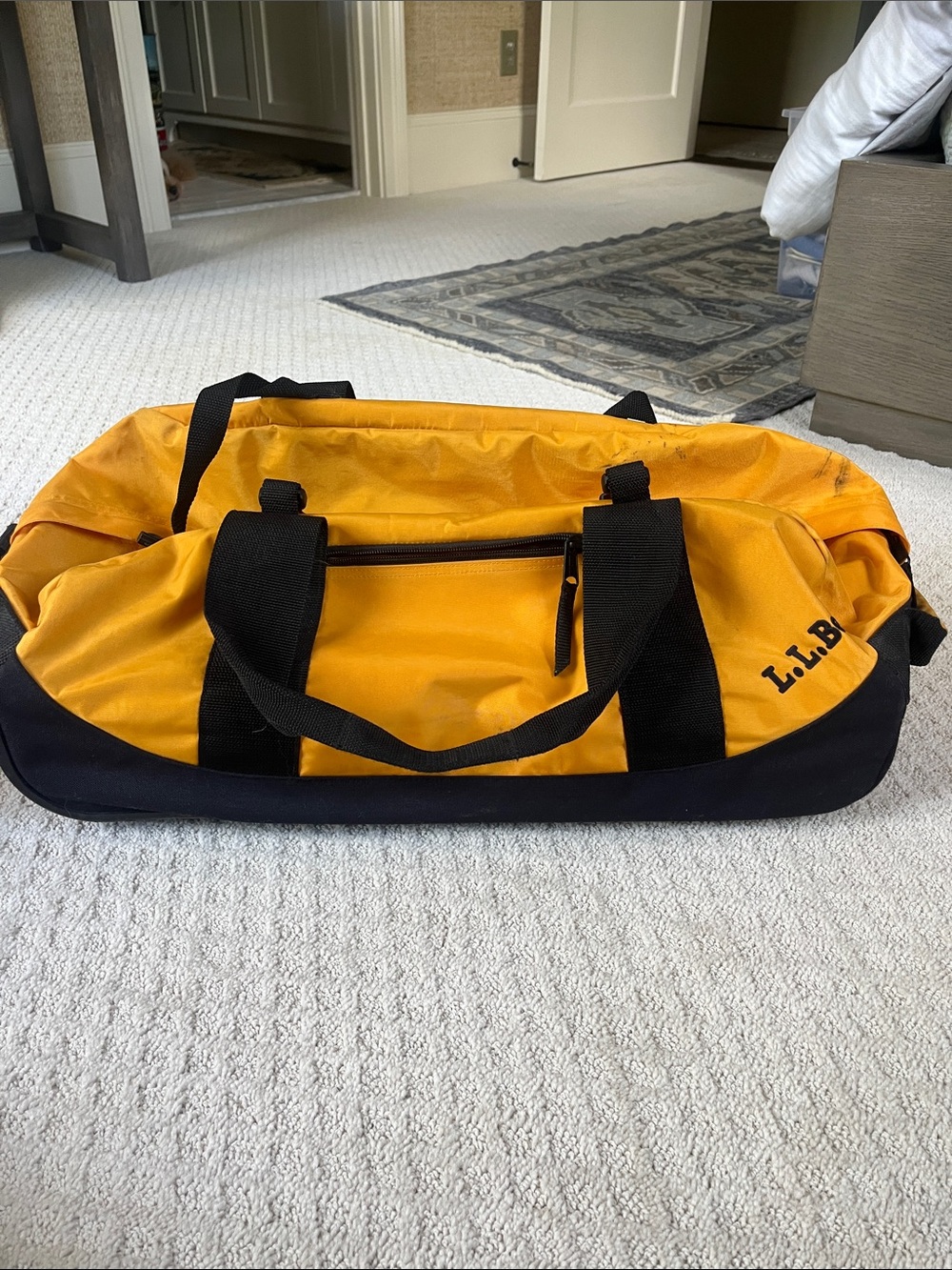 L.L. Bean Yellow and Black Canvas Duffel